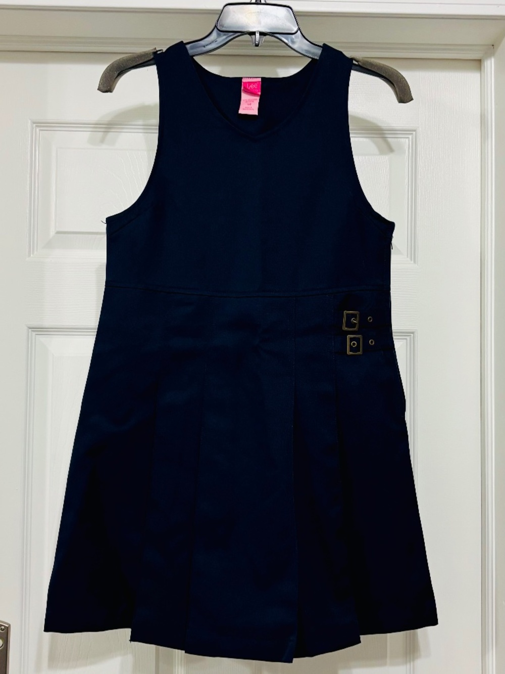 Lee Girls School Uniform Jumper Sleeveless Pleated Dress Size 14. Navy Blue.